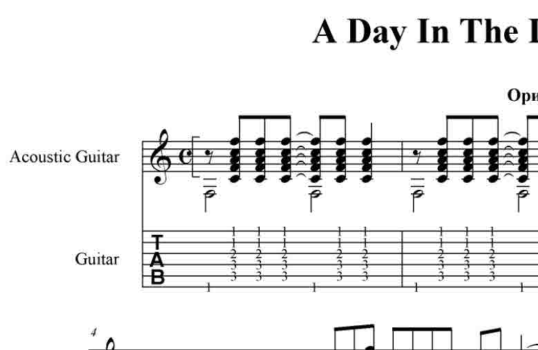 A day in the life (The Beatles) Ноты, табы, GP6
