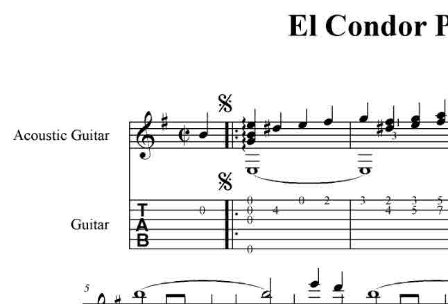 El Condor Pasa  (Daniel Alomia Robles) Ноты, табы, GP6