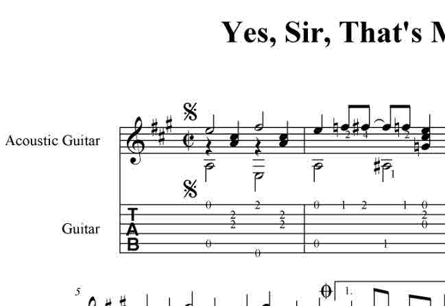 Yes,Sir,That’s My Baby(Walter Donaldson)Ноты, табы, GP6