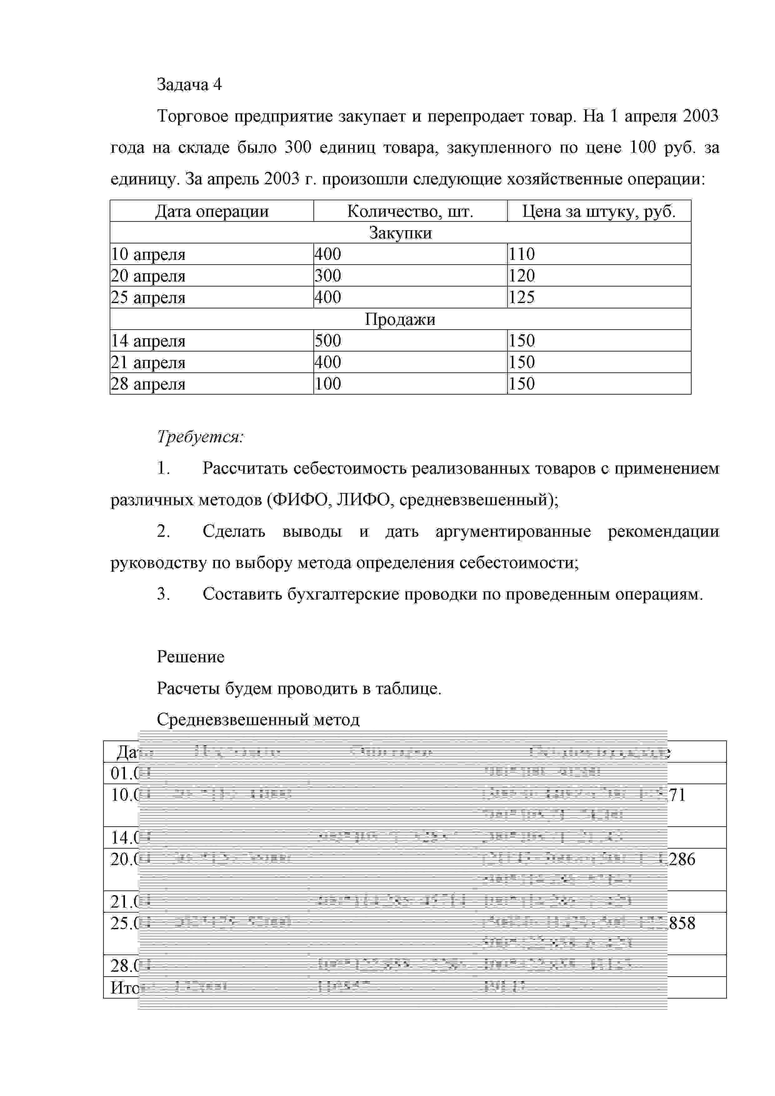 РГОТУПС "Бухгалтерский управленческий учет" Задача 4