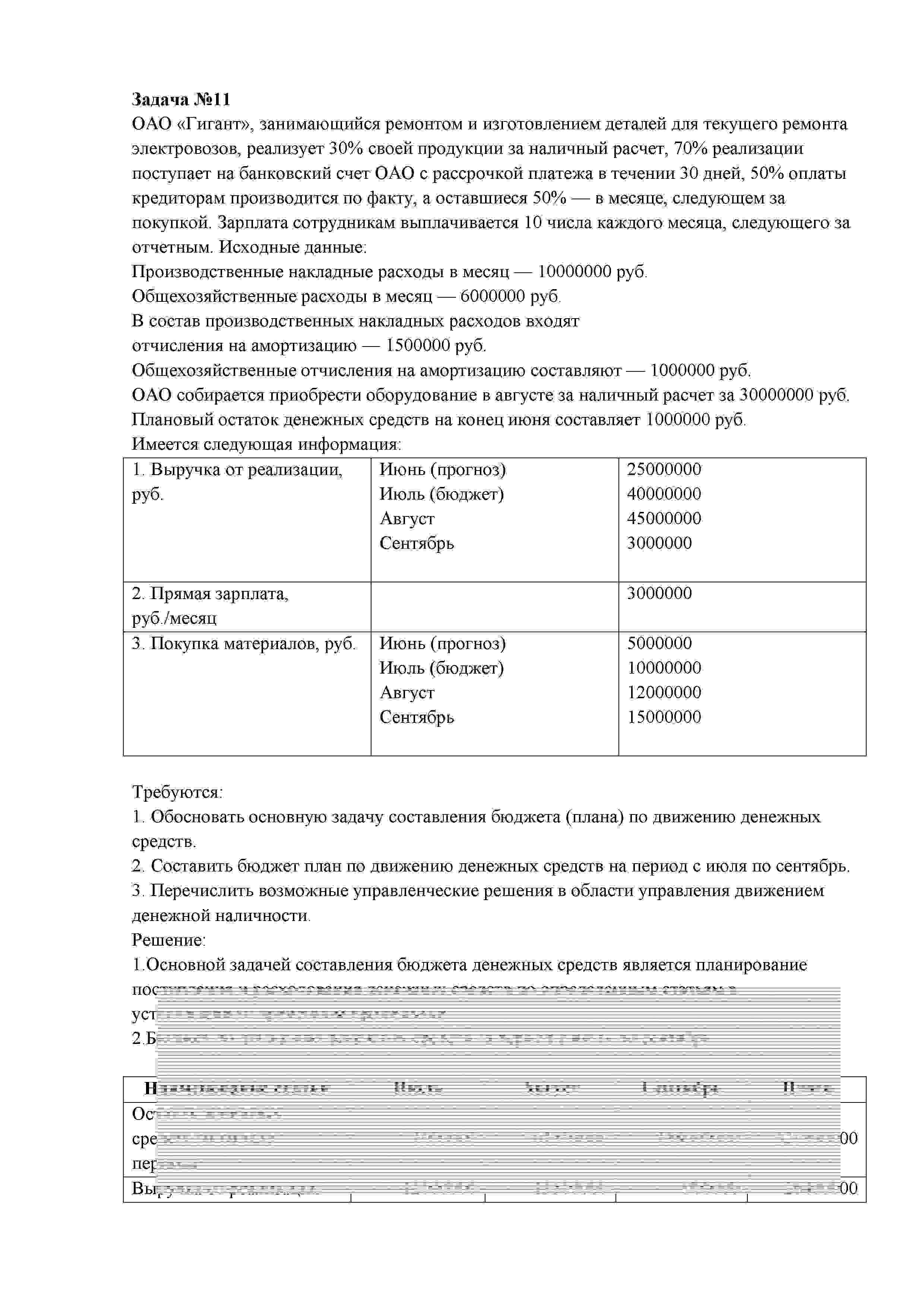 РГОТУПС "Бухгалтерский управленческий учет" Задача 11