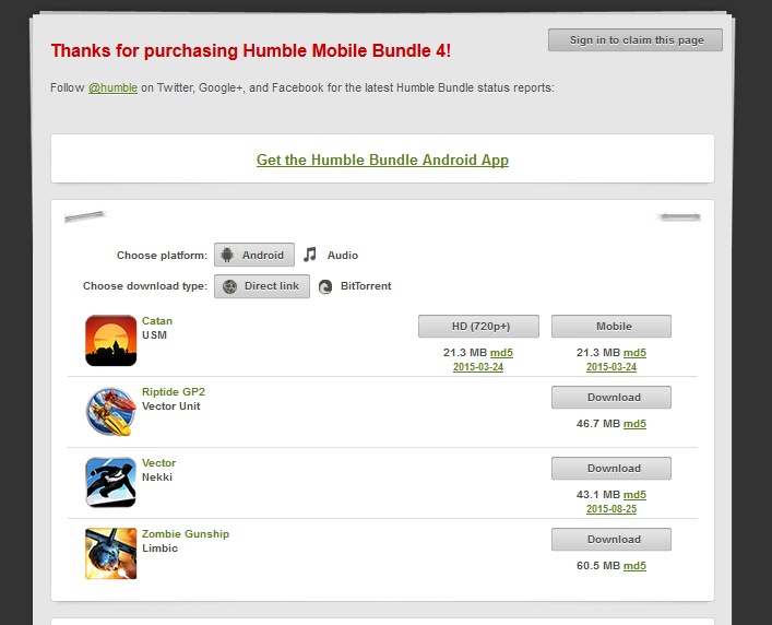 Humble Mobile Bundle 4 ( humblebundle region free )
