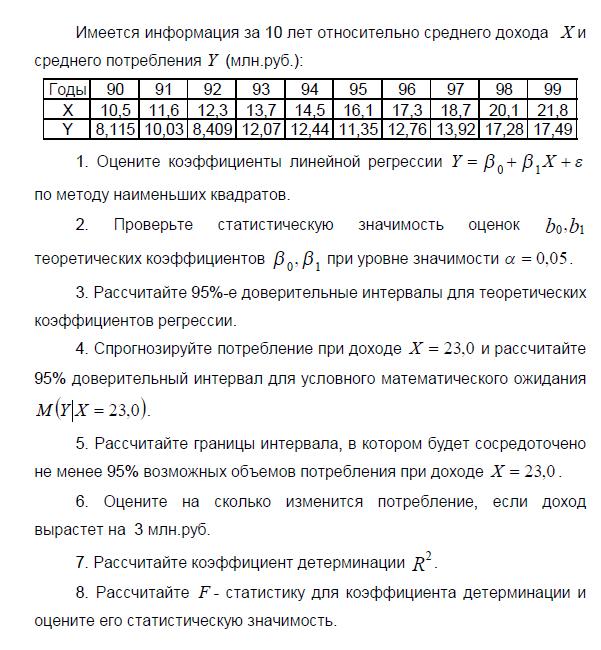 ТюмГУ Эконометрика Вариант 10 контрольная