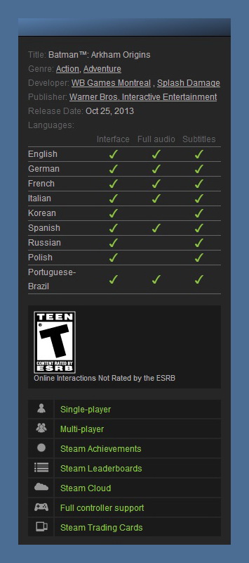 Buy Batman Arkham Origins Steam Gift Row Region Free And Download