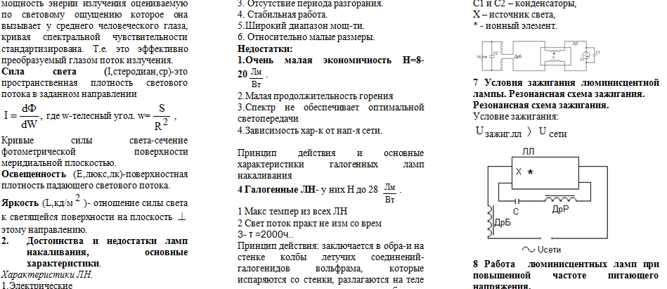 Осветительные приборы (шпоры)