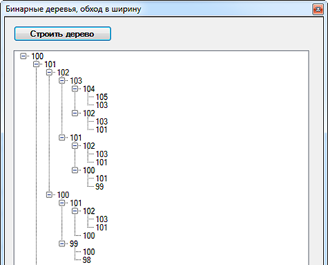 Бинарное дерево, обход дерева в ширину