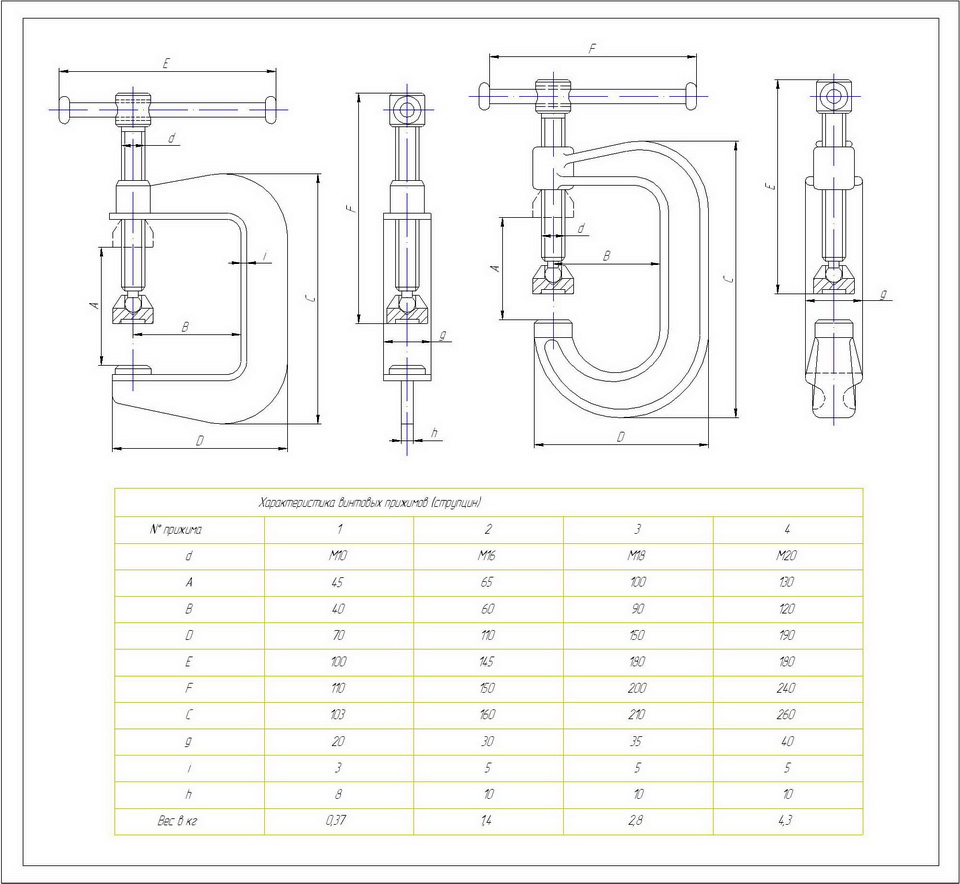 струбцины чертежи