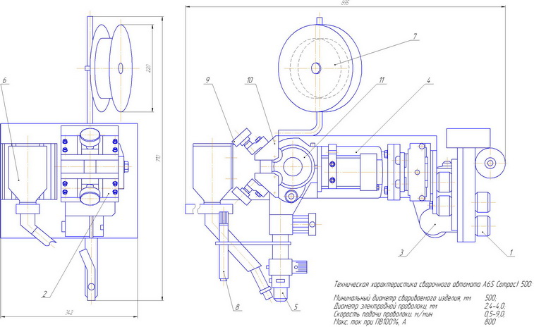 Drawing of welding machine A6S Compact (general view)