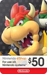 Nintendo US eshop gift card - 50$ USA - switch, 3ds,..