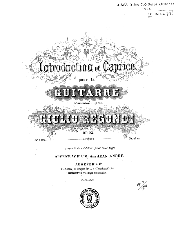 Ноты для гитары Regondi INTRODUCION ET CAPRICE op. 23