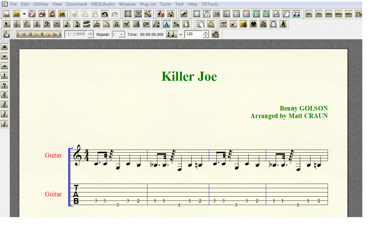 Ноты для гитары Golson KILLER JOE для 6-й С ТАБОЙ