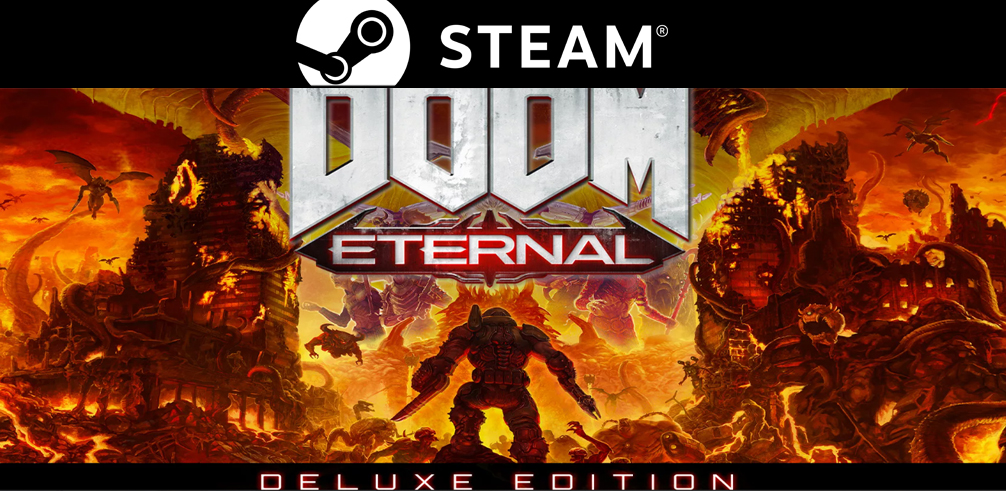 Аккаунты doom. Doom Eternal Deluxe Edition. Doom Eternal Deluxe Edition обложка. Doom Eternal Deluxe Edition обложка Steam. Обложка в стим для Doom 2016.