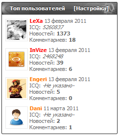 Модуль ТОП пользователей для Dle + Бонус