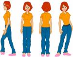 Девушка в джинсе 4 вида - исходник для флэш