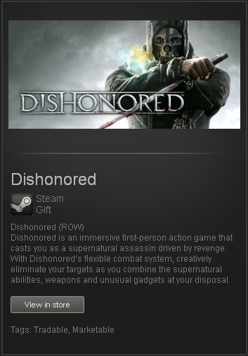 Dishonored (ROW) - STEAM Gift - Region Free / WorldWide
