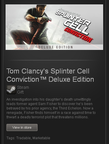 Tom Clancy&acute;s Splinter Cell Conviction Deluxe STEAM Gift