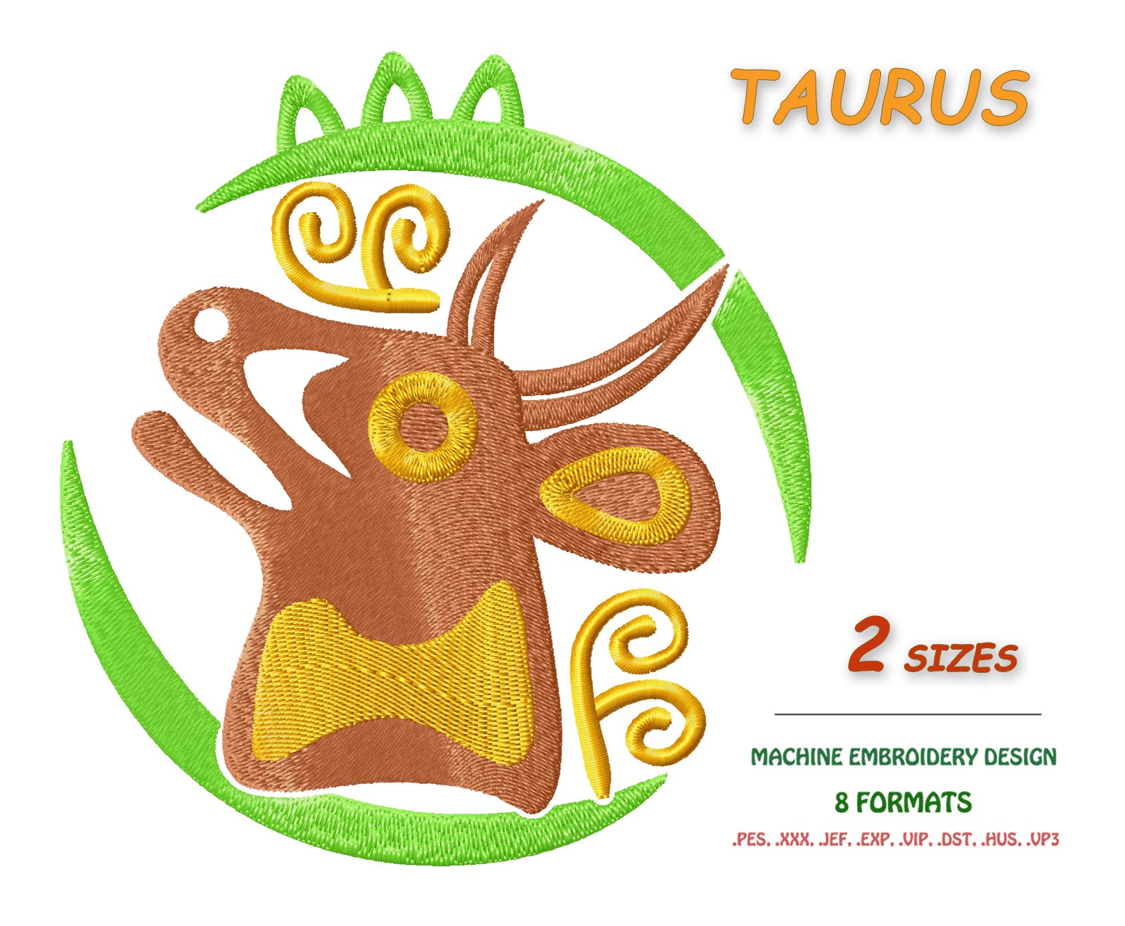 Buy zodiac sign taurus machine embroidery design 2 sizes and download Buy zodiac sign taurus machine embroidery design 2 sizes and download