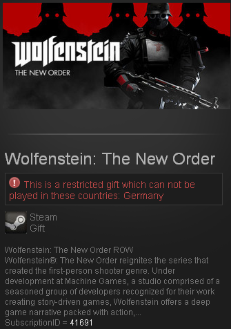 Wolfenstein:The New Order (Steam Gift Region Free)