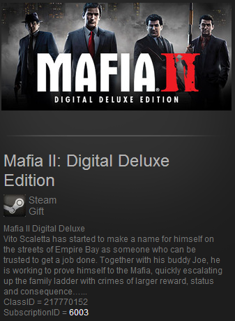 Mafia II: Digital Deluxe Edition Steam Gift (ROW)+Бонус