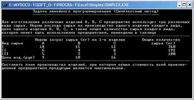 Симплекс метод. Pascal. Excel.