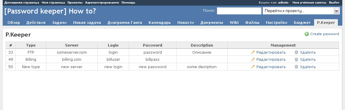 Password Keeper for Redmine 1.4.3.stable