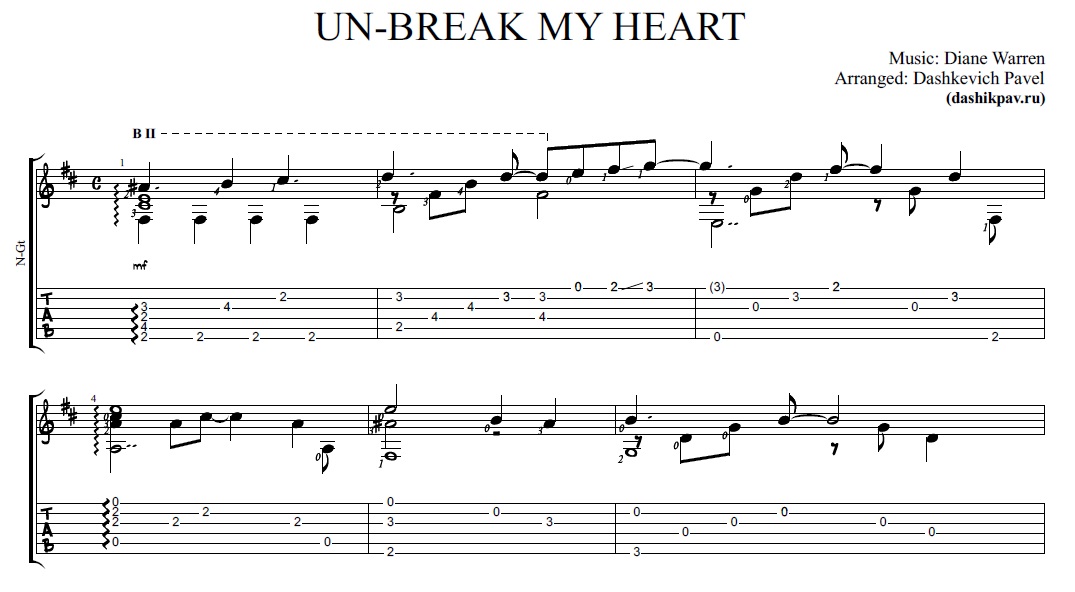 Unbreak My Heart (Toni Braxton) Hom and tabs for guitar