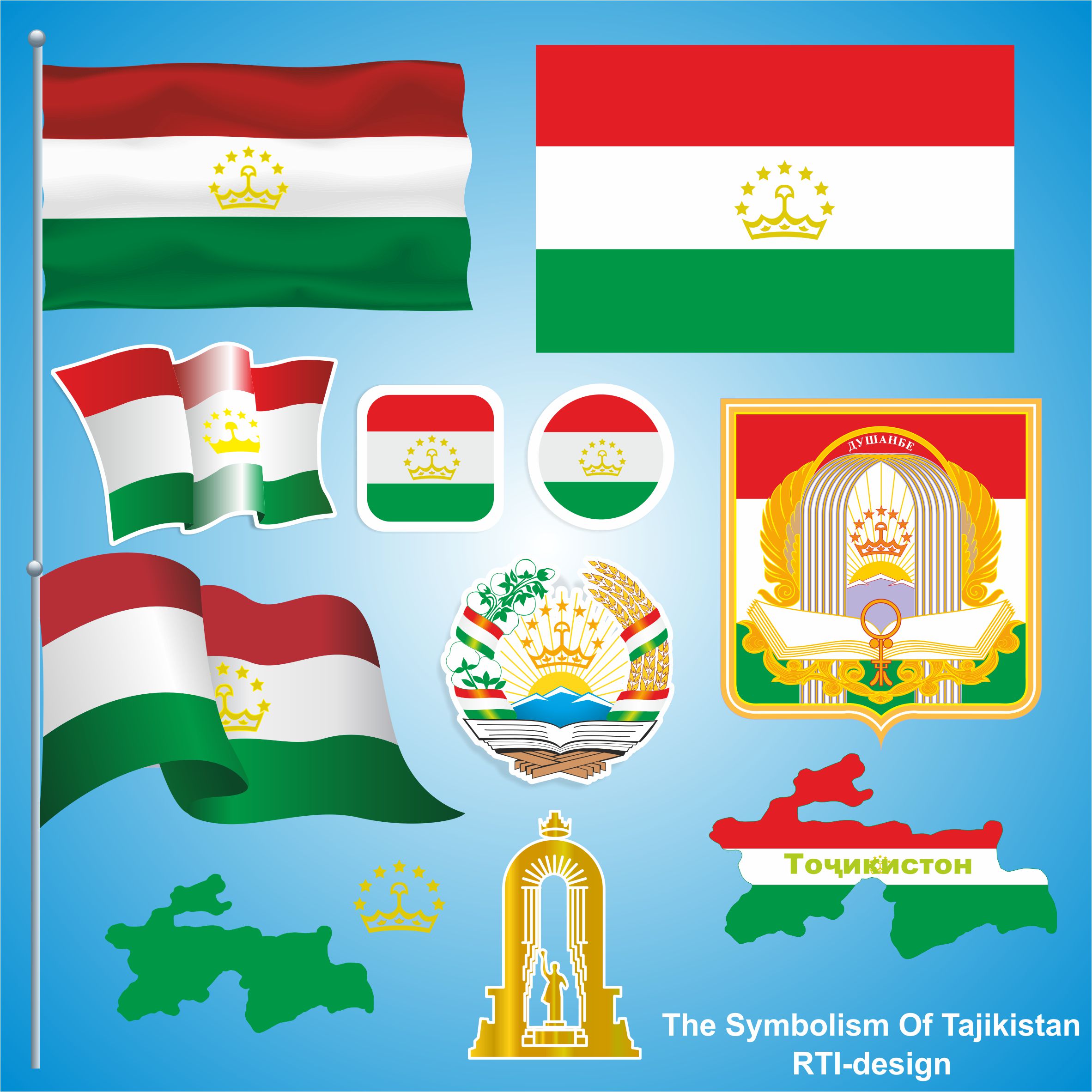 Tajikistan Symbols vector.
