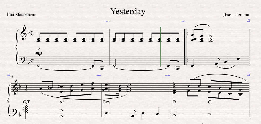 The Beatles – Yesterday (в формате Sibelius 7)