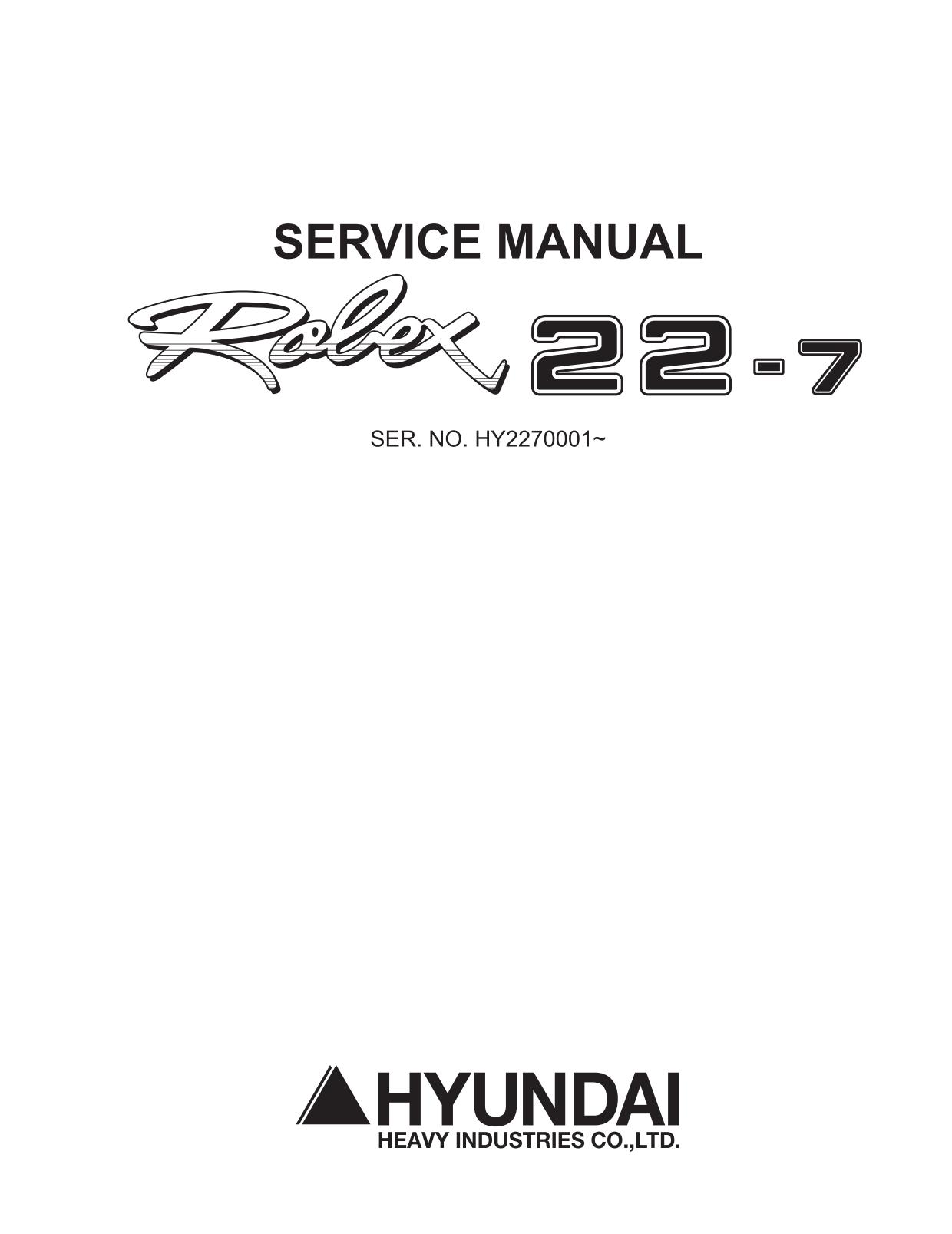 Руководство по ремонту и эксплуатации Hyundai R22-7