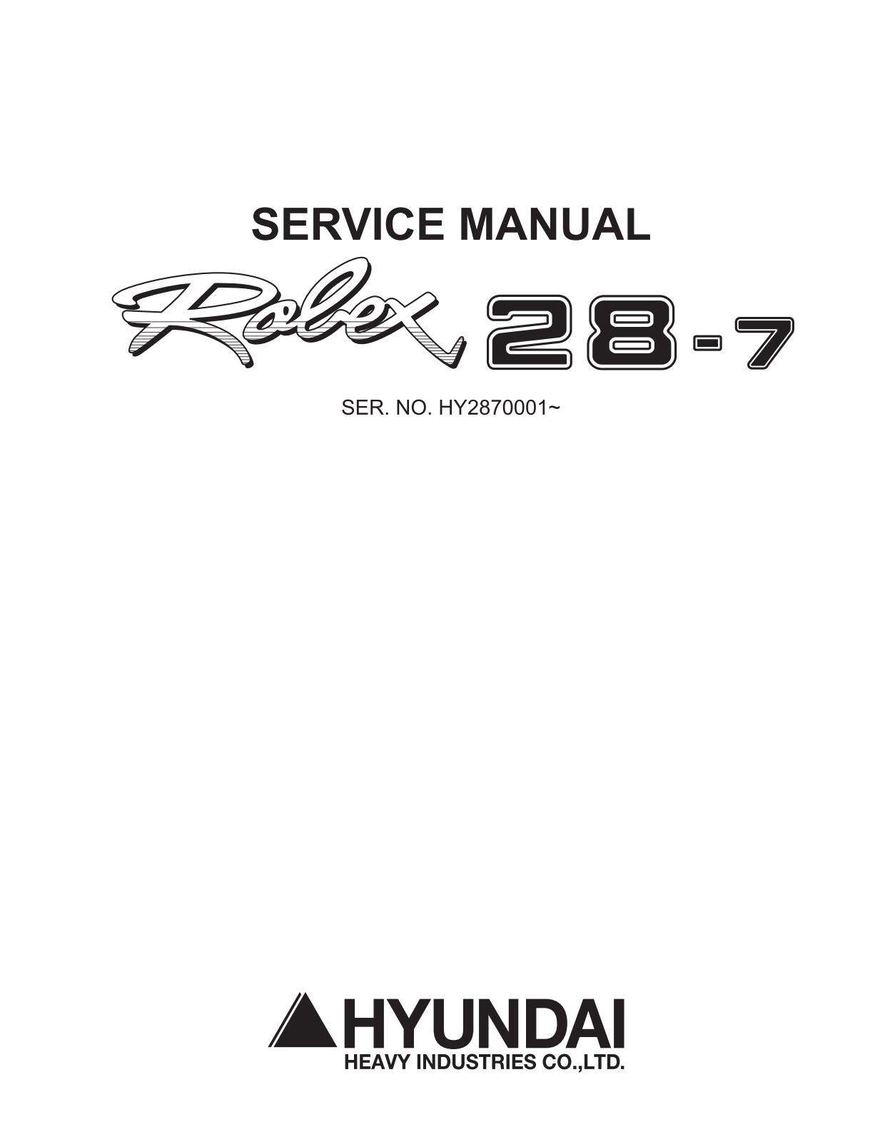 Руководство по ремонту и эксплуатации Hyundai R28-7