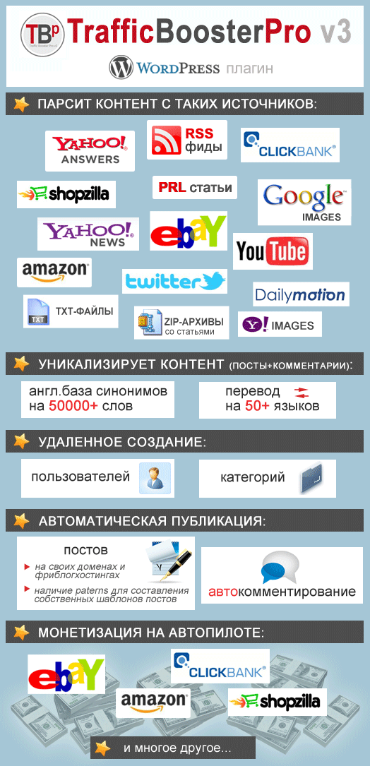 TBP3 - контент на автопилоте, элитный WordPress плагин