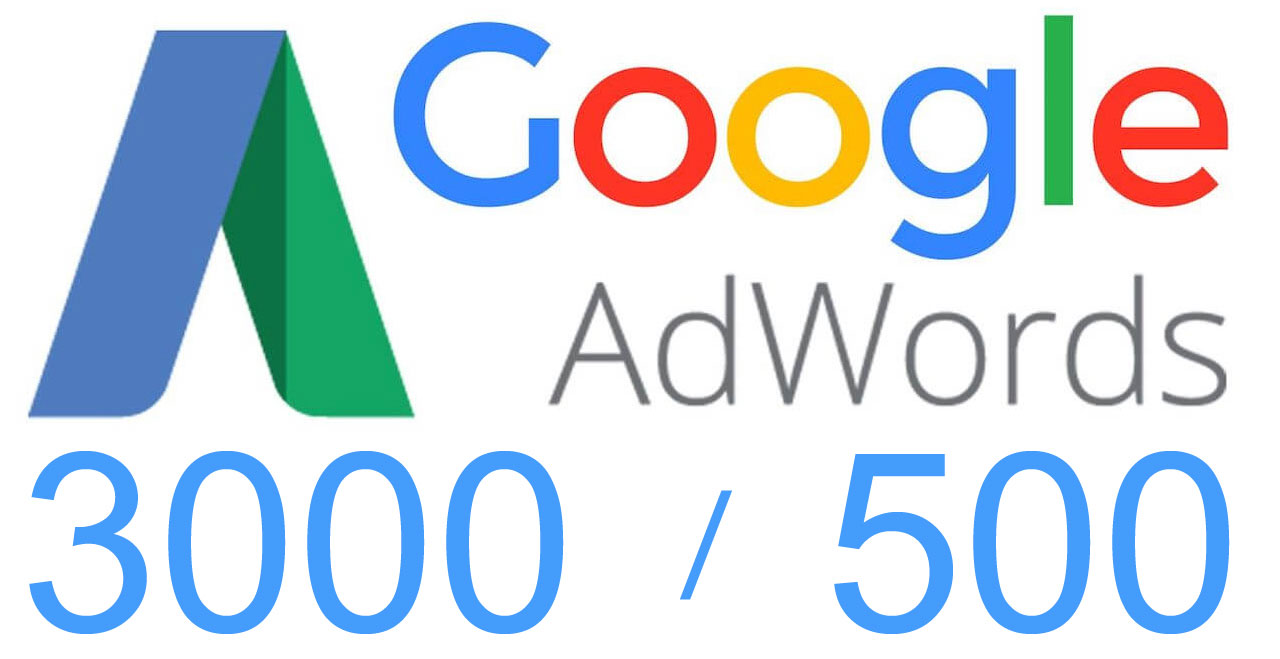 Google AdWords coupon (promotional code) for 3000/500 r