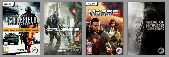 ORIGIN Crysis 2, Bad Company 2 DE, Medal Of Honor, ME2