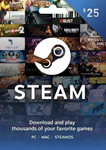 STEAM WALLET GIFT CARD $25 USD ✅(US ACCOUNT)