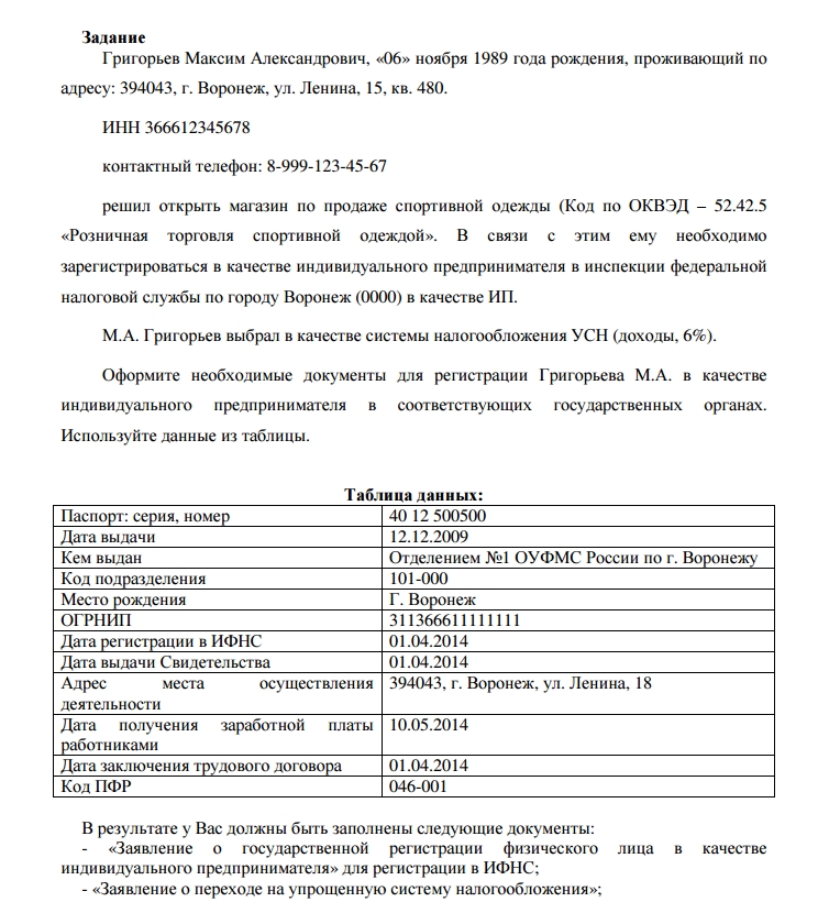 РФЭИ Лидерство Компьютерный практикум, Регистрация ИП