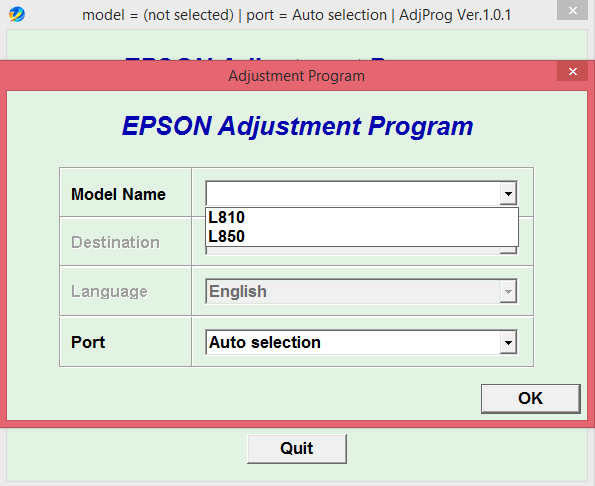 Adjustment program Epson L810, L850