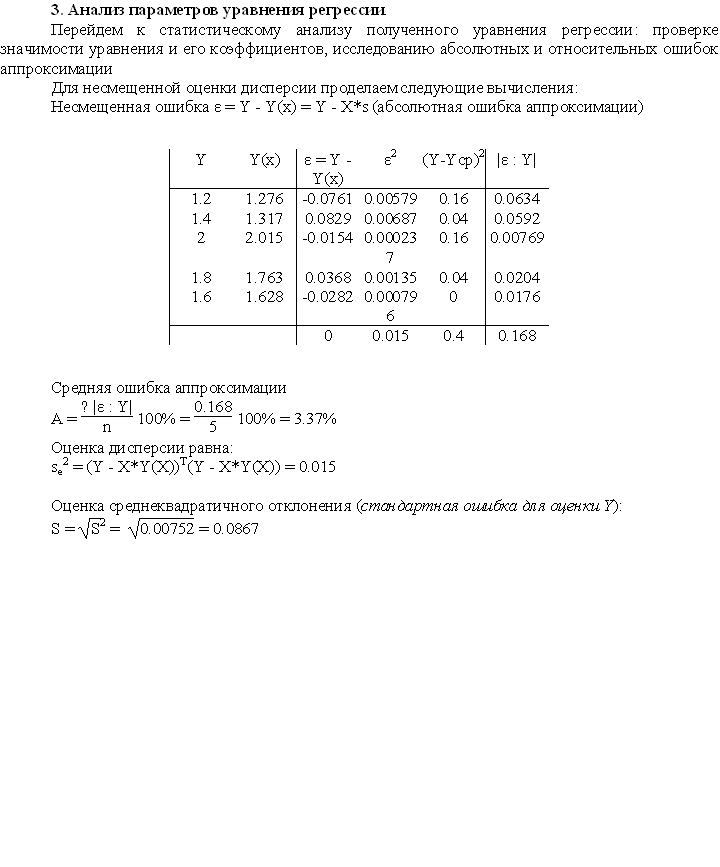 Контрольная работа: Уравнения линейной регрессии