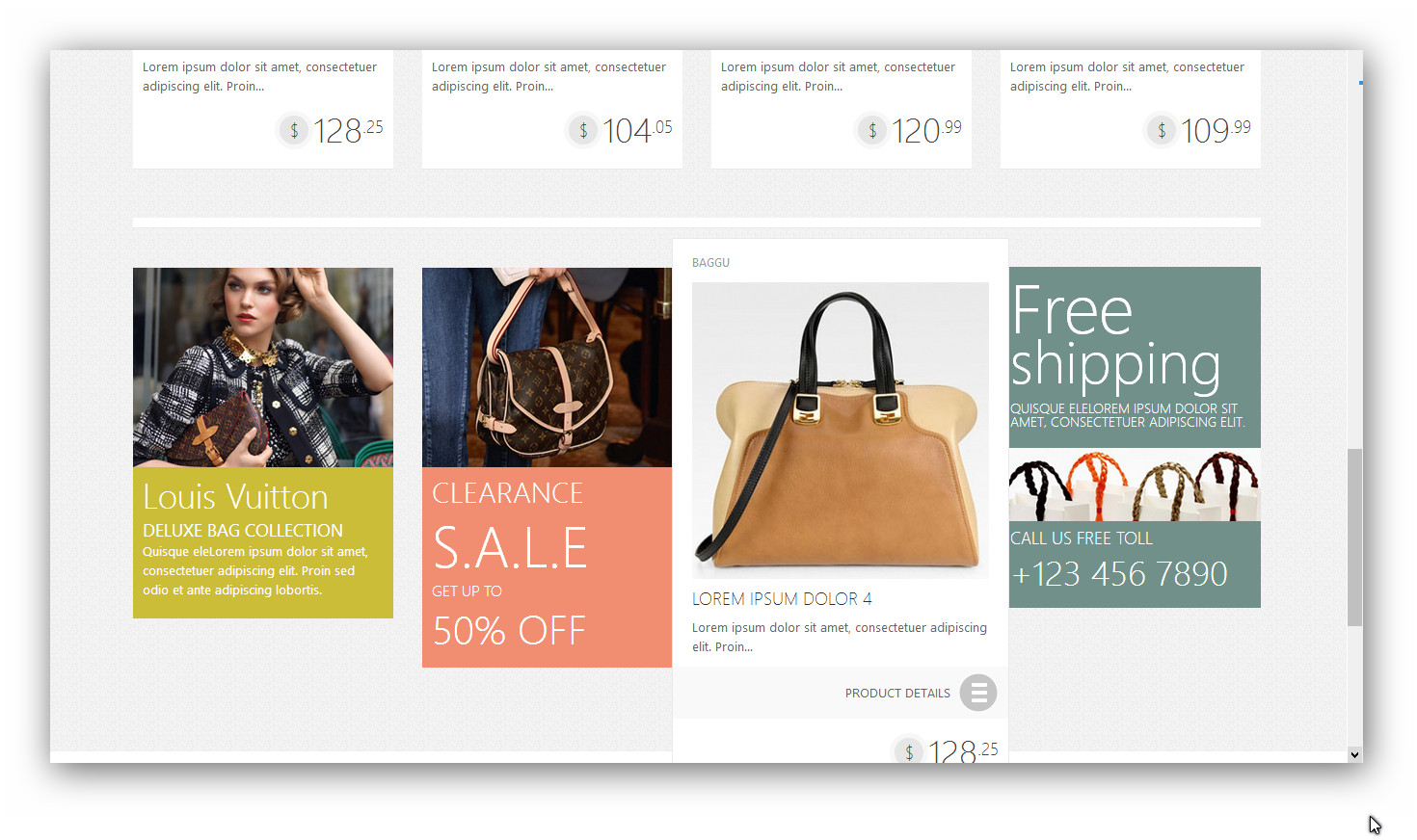 Online store selling women's handbags