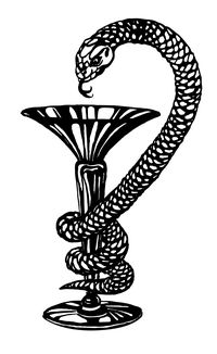 Змея и чаша - эмблема медицины в векторе