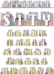 The Latin alphabet, decorated with drawings of houses - irongamers.ru