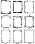 9 черно-белых векторных рамок для оформления