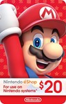 ⭐️ 20 USD Nintendo eShop Gift Card (Официальный 🔑КЛЮЧ)