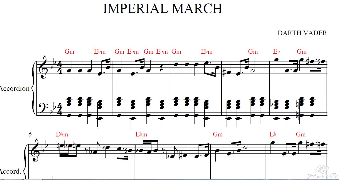 IMPERIAL MARCH(STAR WARS)для аккордеона/фортепиано