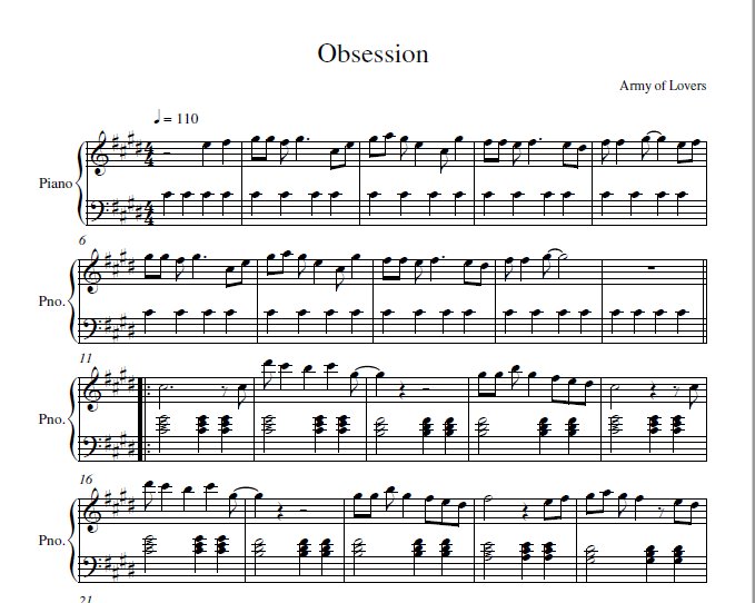 Army of lovers песня про украину. Army of lovers Obsession Ноты. Ноты Army of lovers. Obsession Ноты для скрипки. Obsession Ноты для фортепиано.