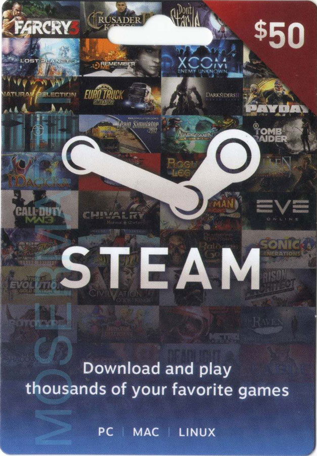 STEAM WALLET GIFT CARD $50 (USD) GLOBAL