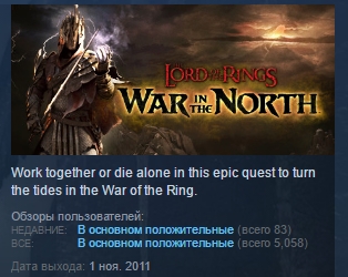 Lord of the Rings: War in the North STEAM KEY RU + CIS