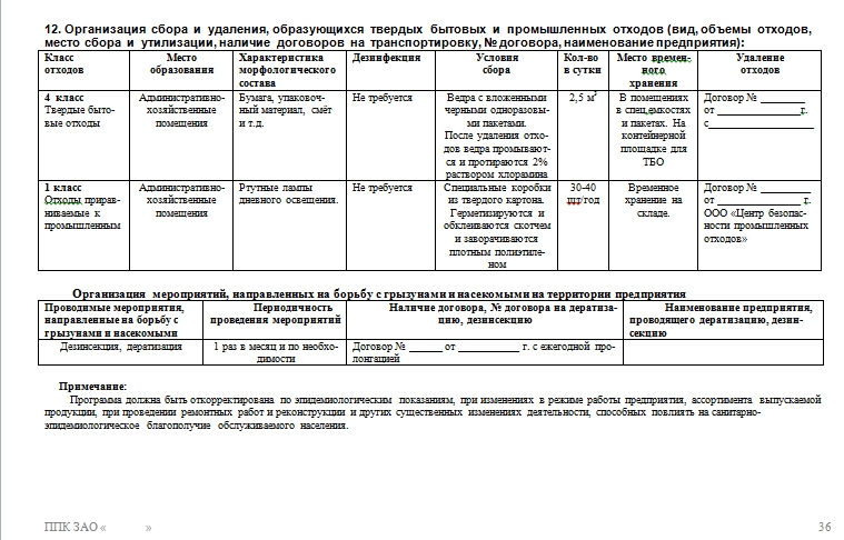 Программа производственного контроля воды образец