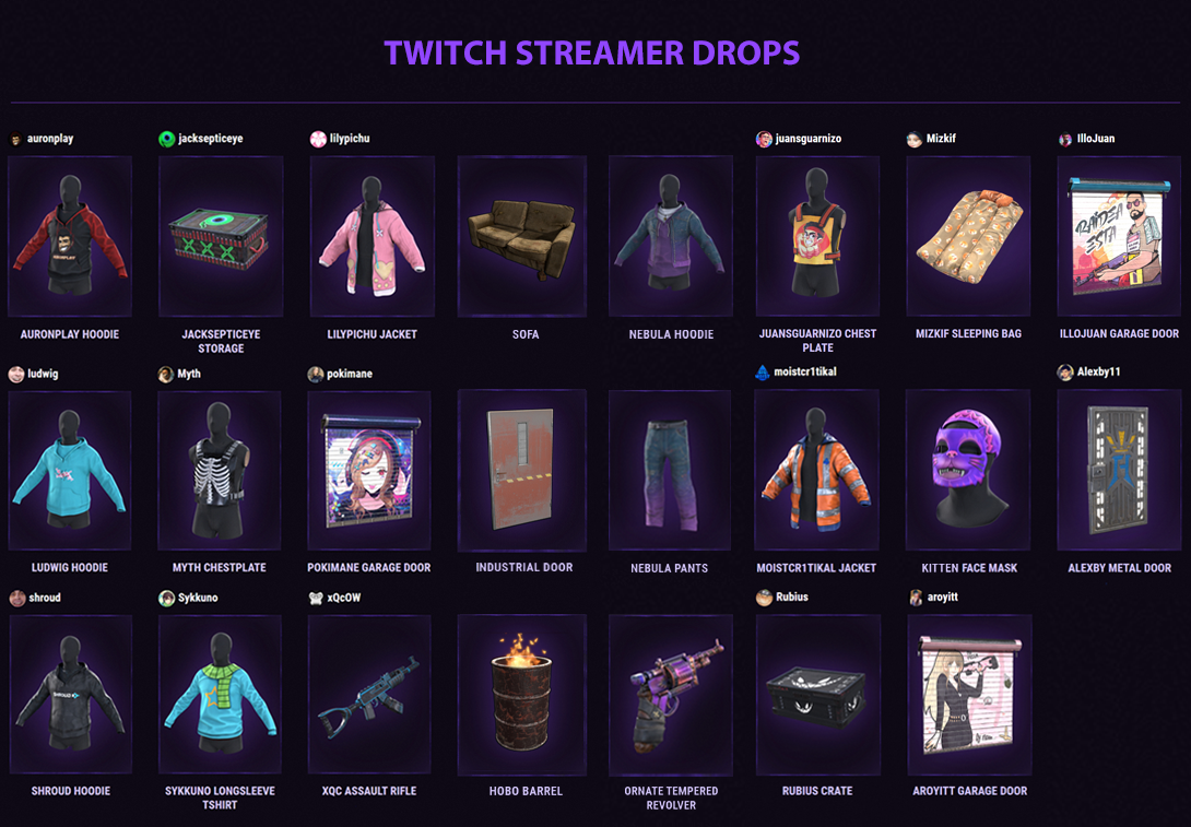 Buy Rust Skins Twitch Drops Round 2 3 4 5 47 Items And Download