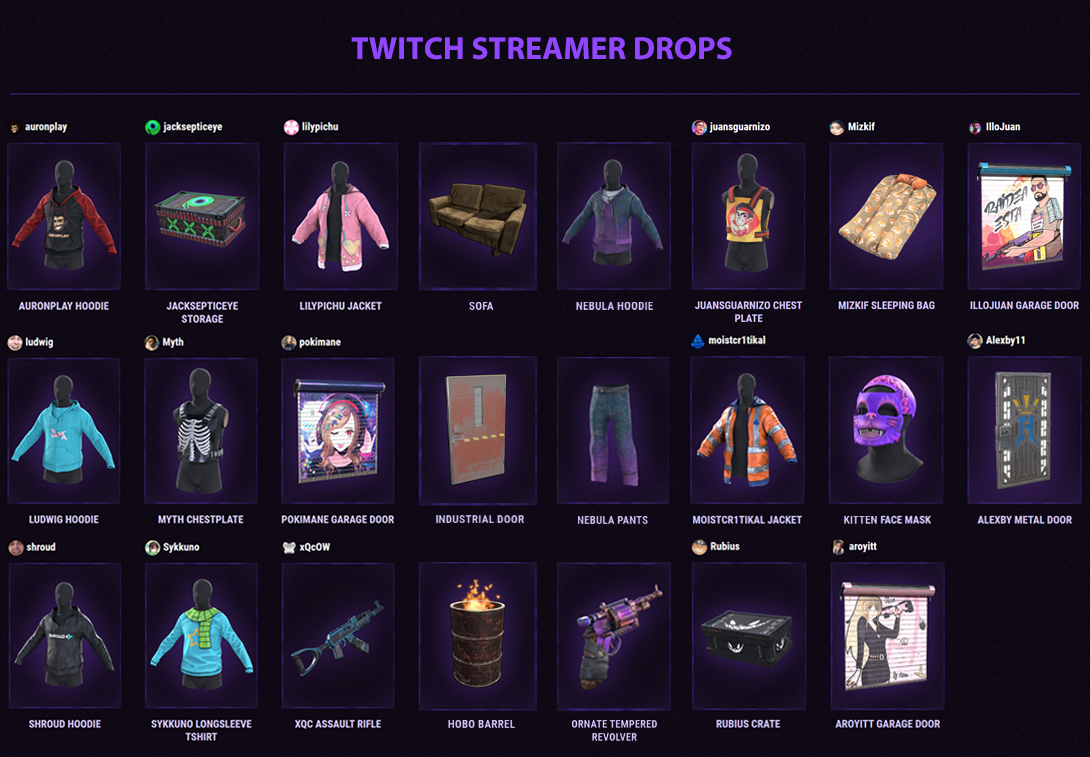 Buy Rust Skins 1 Twitch Drops Round 2 3 4 5 47 Items And Download