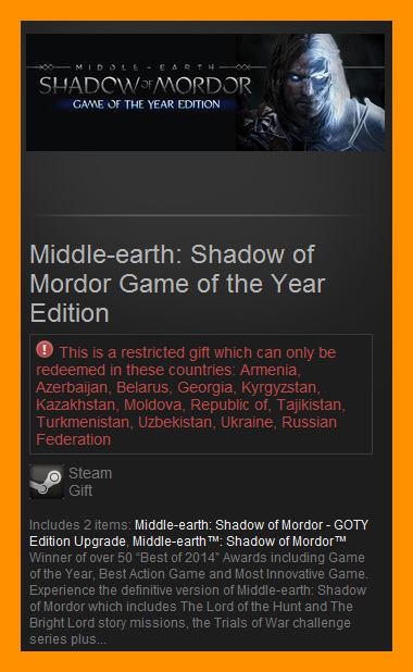 Middle-earth: Shadow of Mordor GOTY(Steam Gift/ RU-CIS)